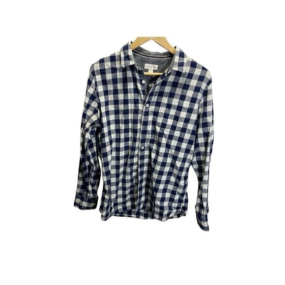 Sun + Stone Long Sleeve Button-Up Blue White Gingham Plaid M Preppy - Picture 2 of 5